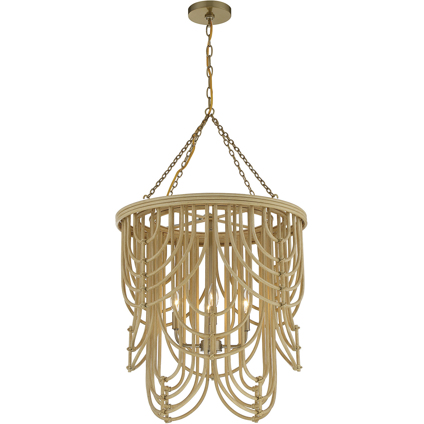 Bremen 4 Light 22 inch Burnished Brass with Natural Rattan Pendant Ceiling Light