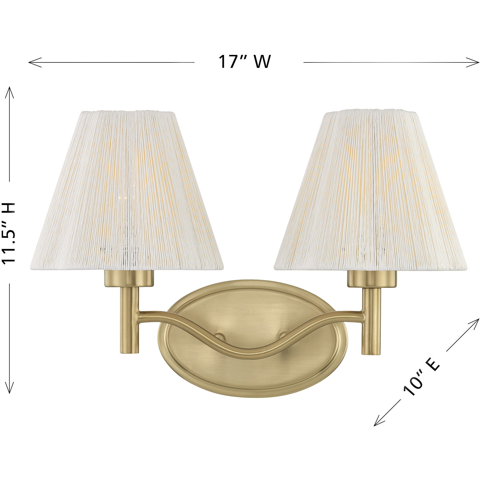 Rosa 2 Light 17 inch Noble Brass Bathroom Vanity Light Wall Light