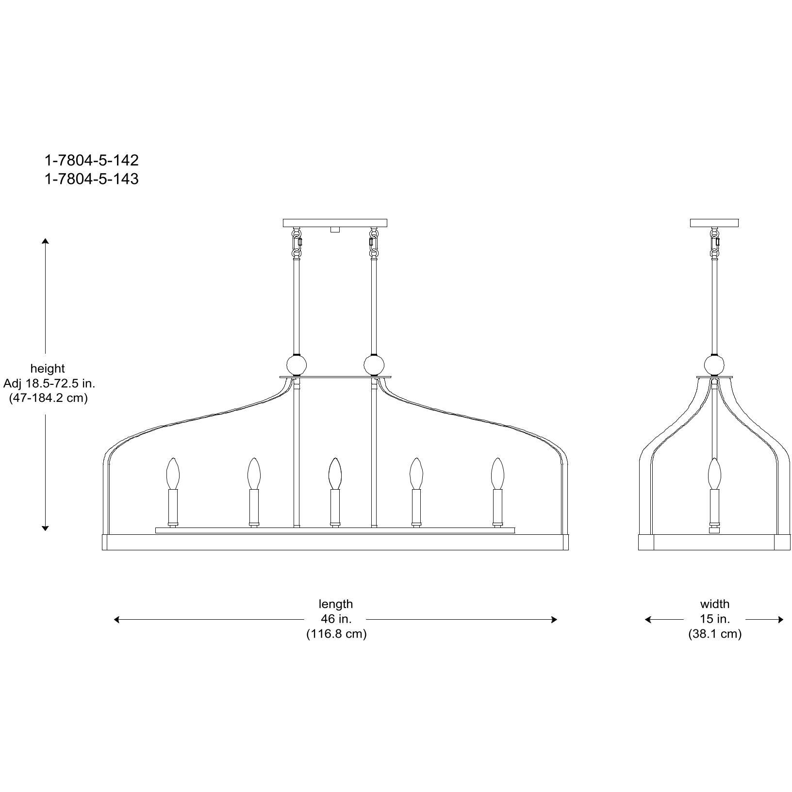 Sheffield Linear Chandelier Ceiling Light in Black with Warm Brass