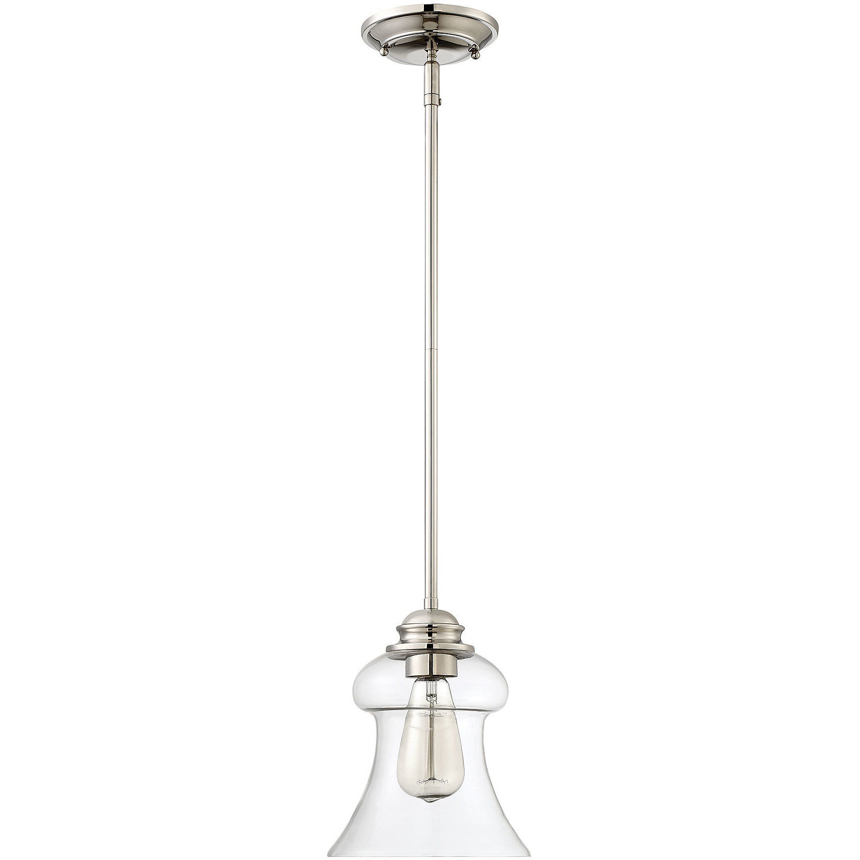 Vintage 1 Light 7.5 inch Polished Nickel Mini-Pendant Ceiling Light, Essentials