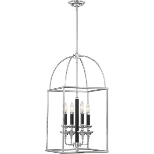Davidson 4 Light 14 inch Matte Black with Polished Chrome Pendant Ceiling Light