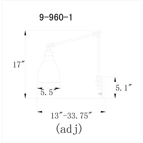 Dakota 33.75 inch 60.00 watt Matte Black Adjustable Wall Sconce Wall Light, Essentials
