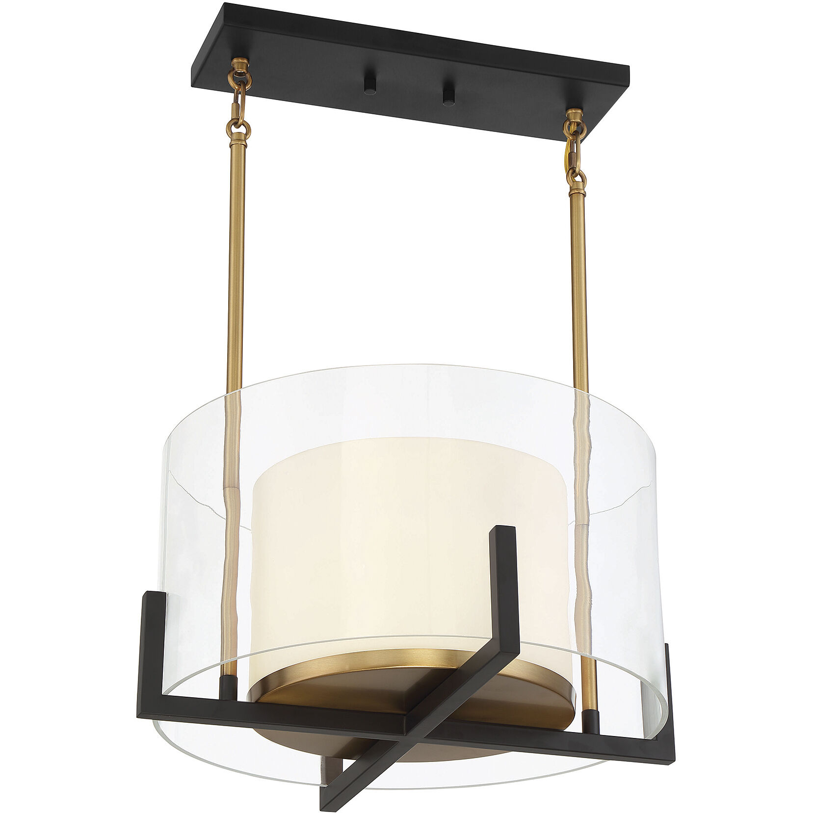 Eaton 1 Light 17 inch Black with Warm Brass Accents Pendant Ceiling Light