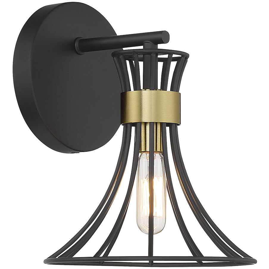 Breur 1 Light 7 inch Black with Warm Brass Accents Wall Sconce Wall Light