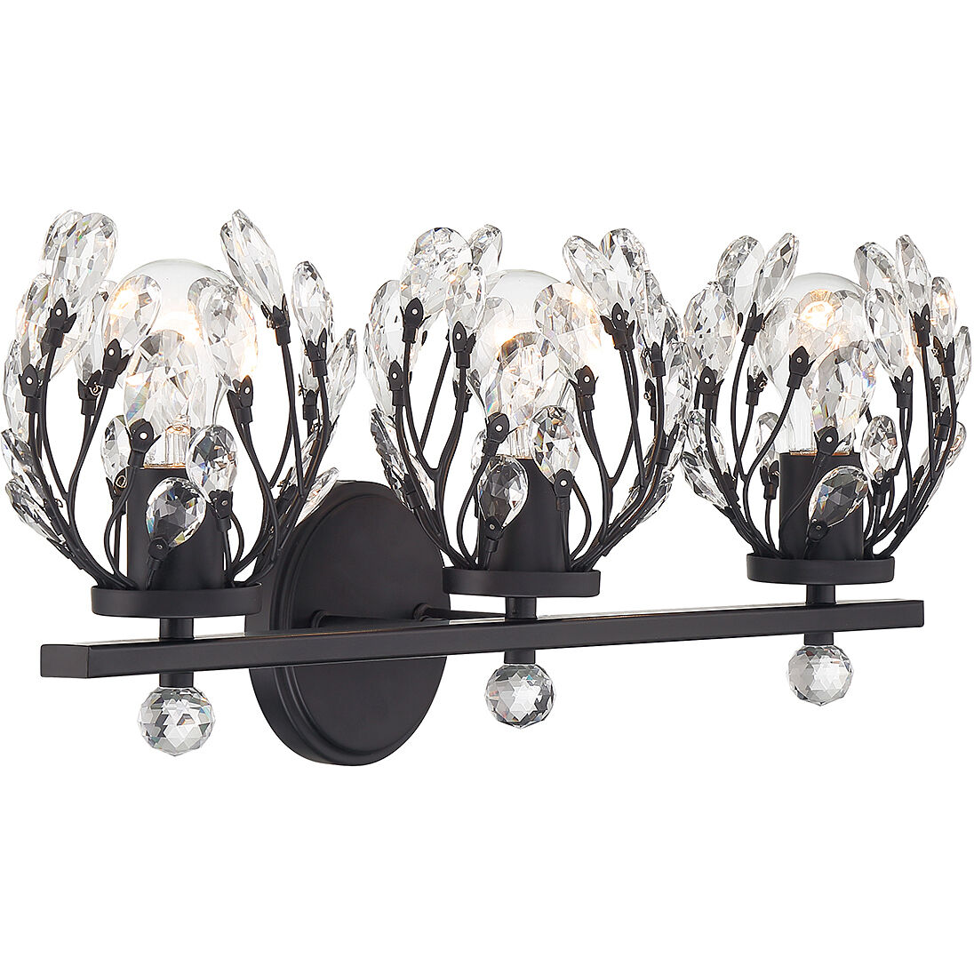 Moreno 3 Light 23.5 inch Black Bathroom Vanity Light Wall Light