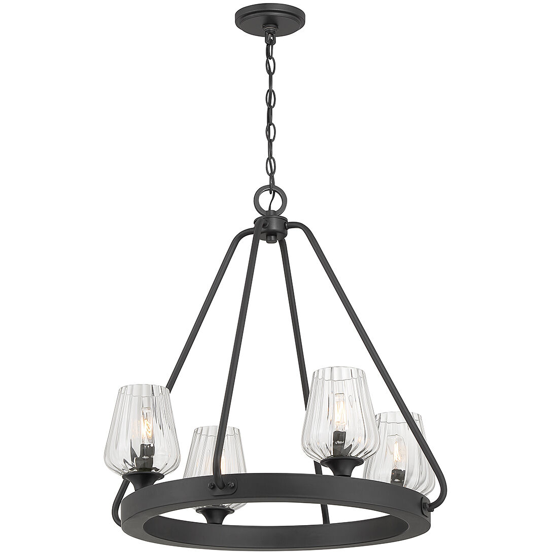 Carlton 4 Light 24 inch Matte Black Chandelier Ceiling Light, Essentials