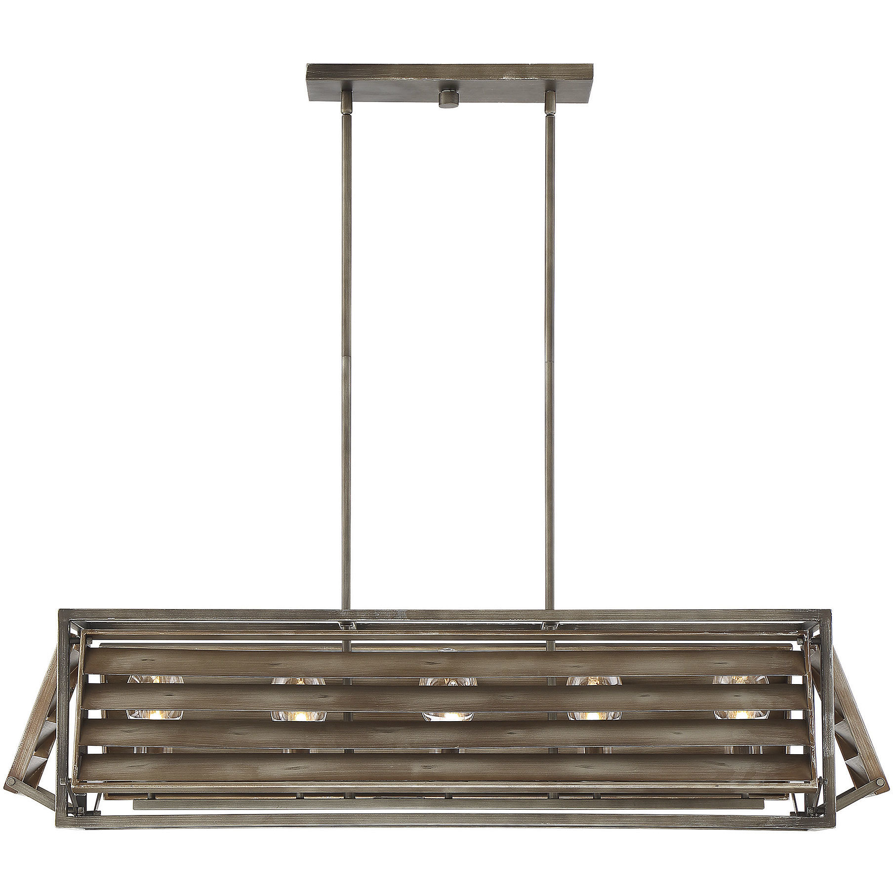 Hartberg 5 Light 13.5 inch Aged Driftwood Outdoor Linear Chandelier