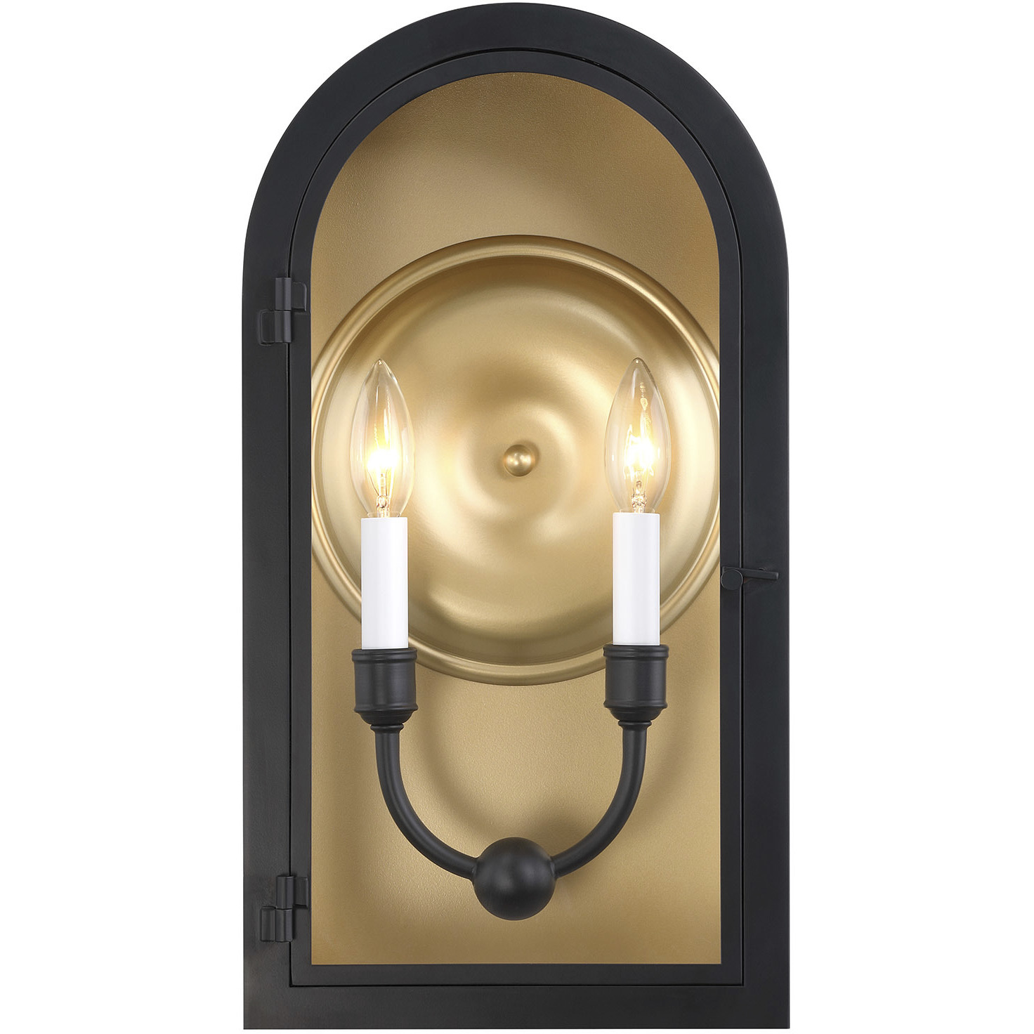 Grotto 2 Light 18.75 inch Matte Black with Vintage Gold Outdoor Wall Lantern