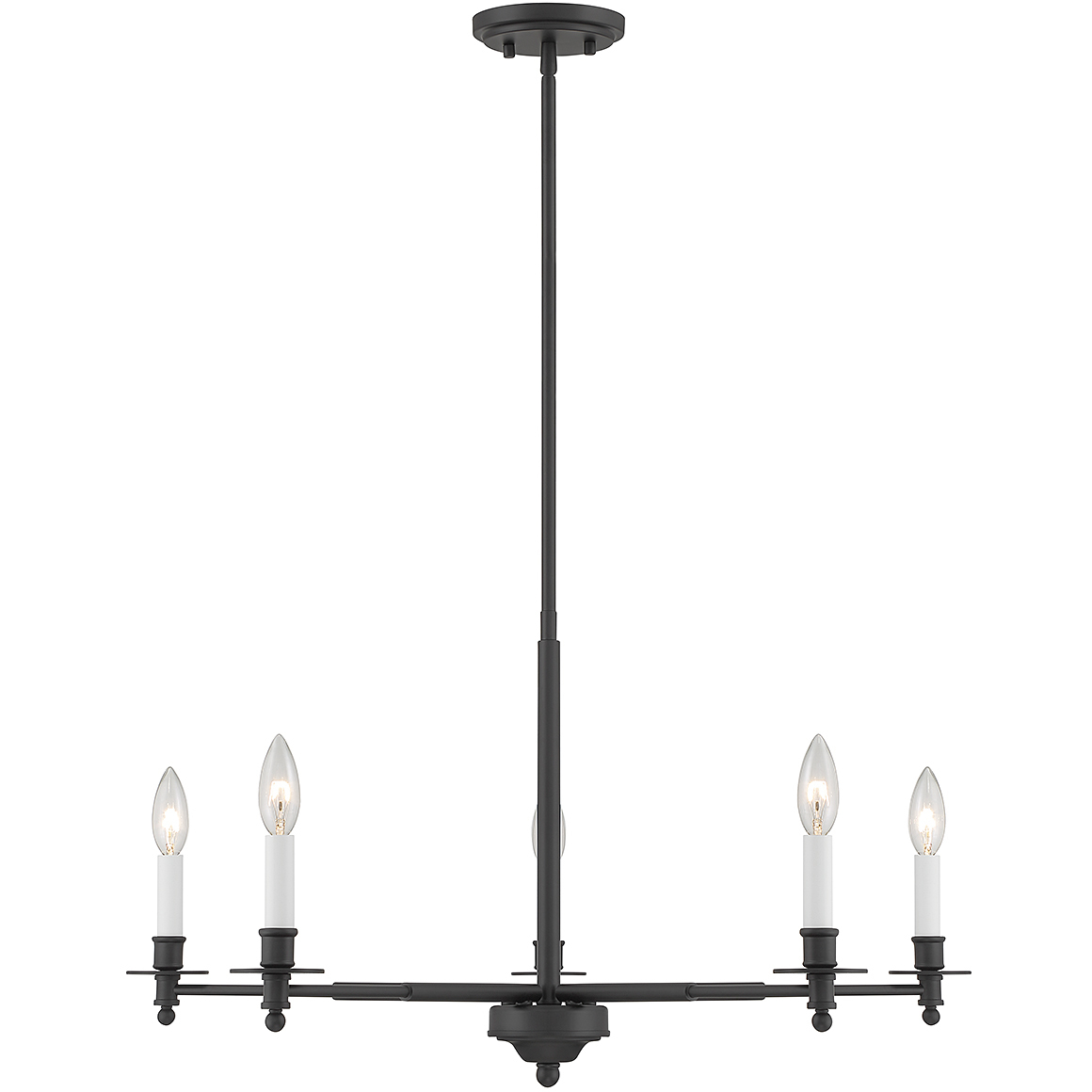 Jasmine 5 Light 30 inch Matte Black Chandelier Ceiling Light, Essentials