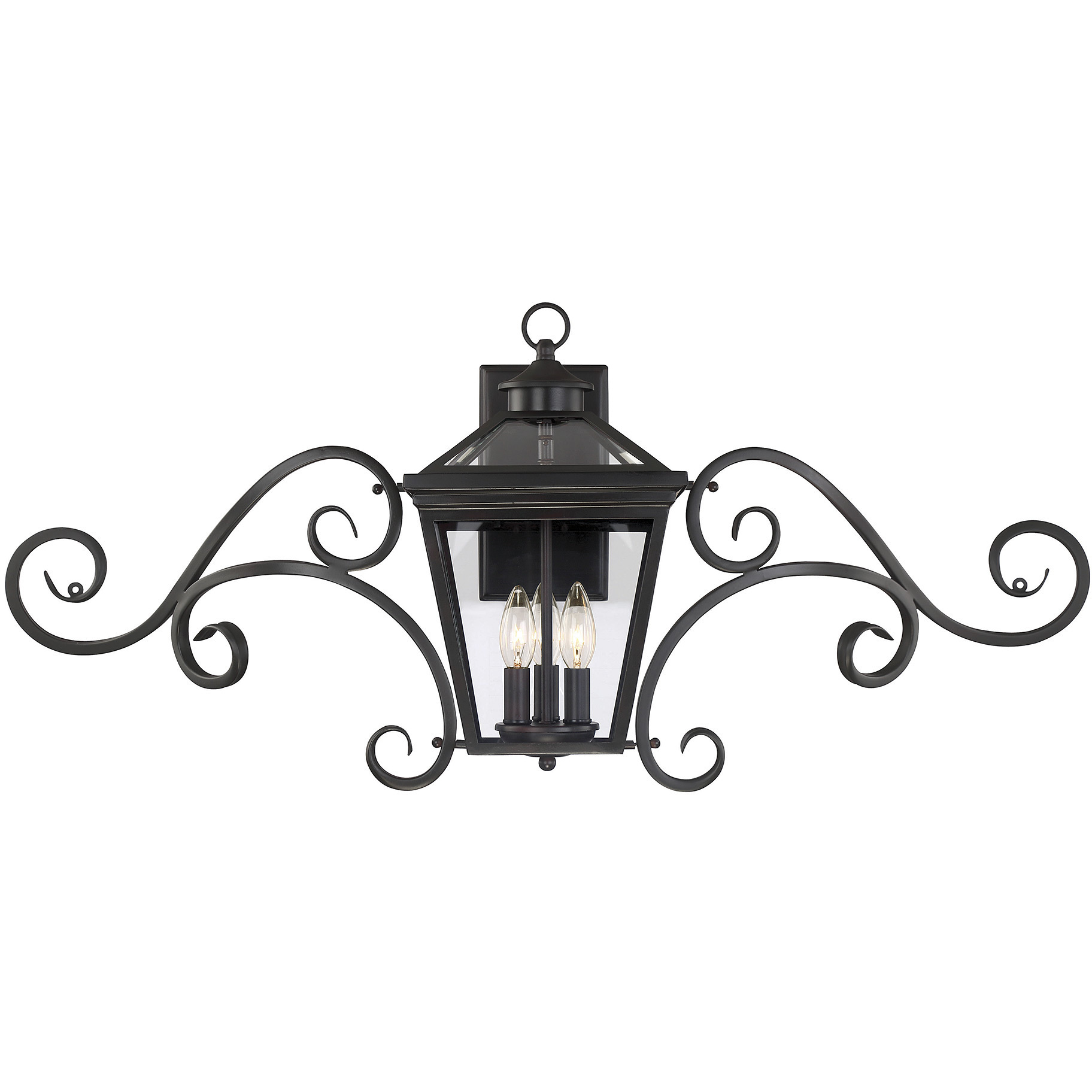 Ellijay Outdoor Wall Lantern in English Bronze, with Scrolls