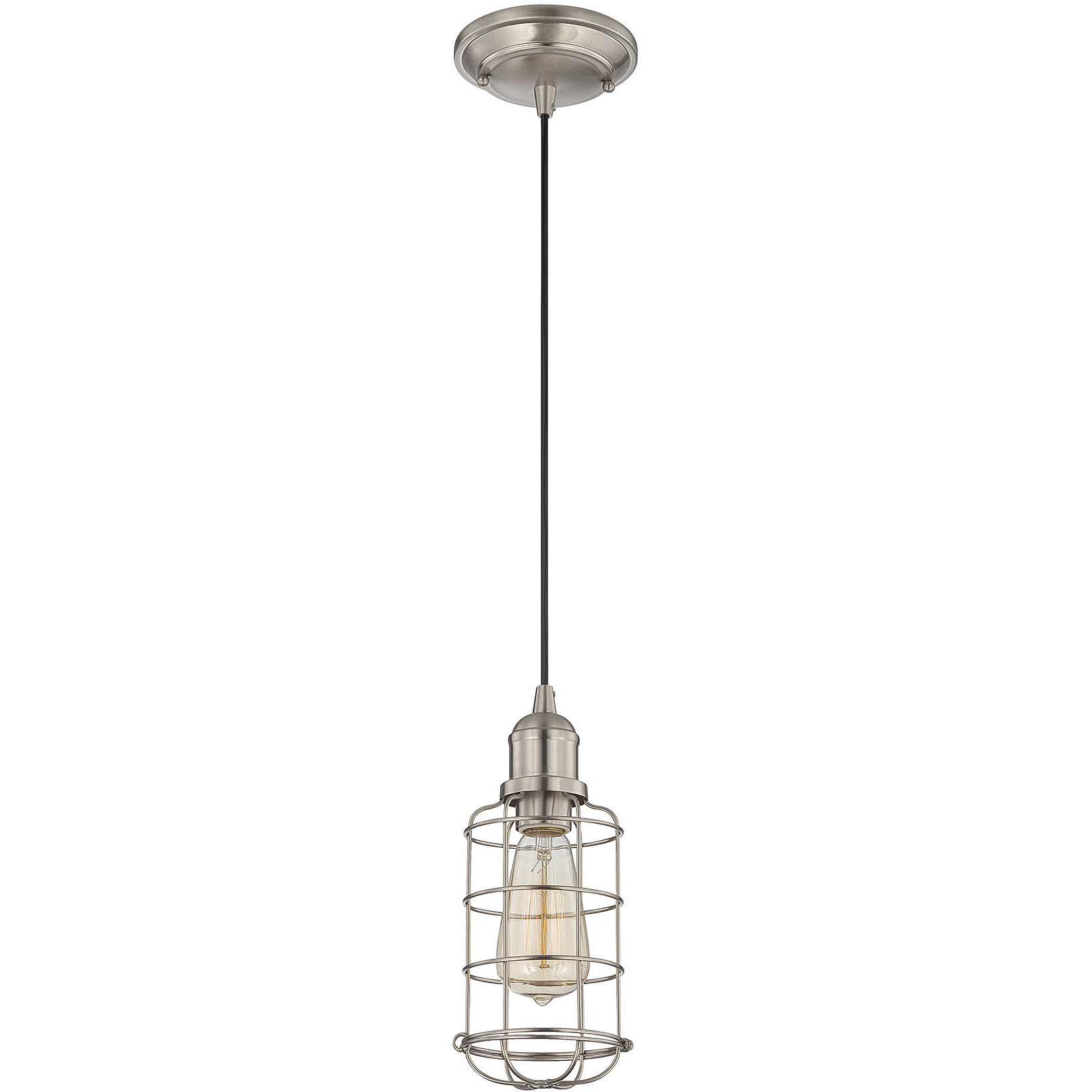 Vintage 1 Light 4.5 inch Satin Nickel Mini-Pendant Ceiling Light