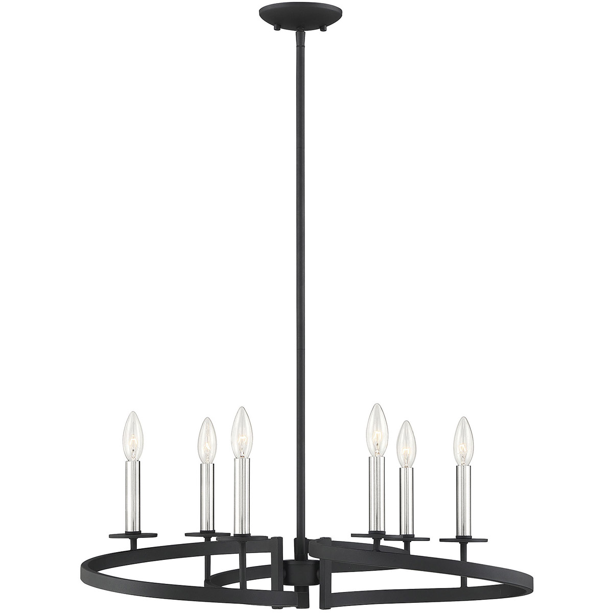 Monteray 6 Light 28 inch Black with Satin Nickel Chandelier Ceiling Light