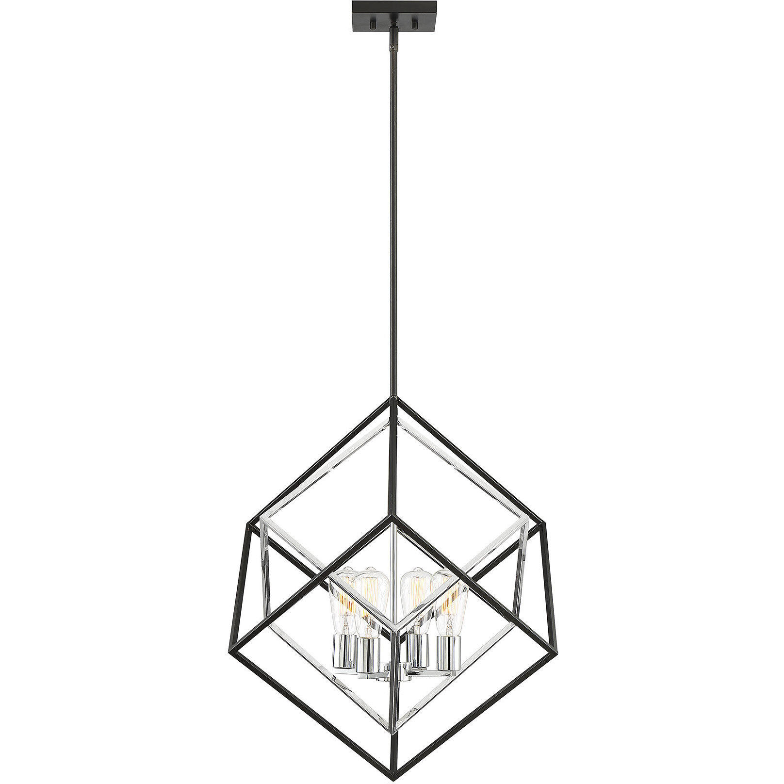 Dexter 4 Light 25 inch Matte Black with Polished Chrome Accents Pendant Ceiling Light
