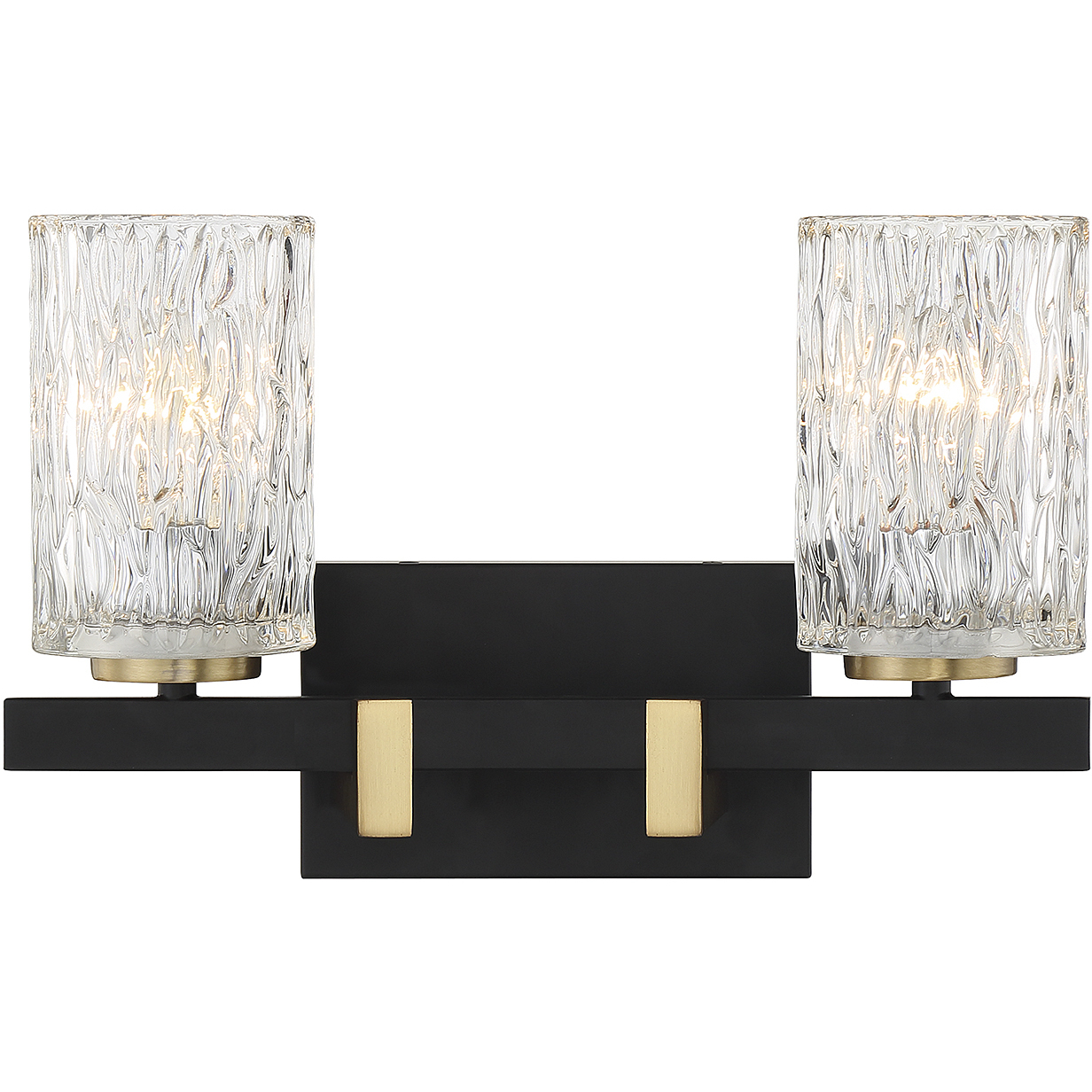 Keene 2 Light 15 inch Matte Black with Warm Brass Accents Bathroom Vanity Light Wall Light, Lighting One