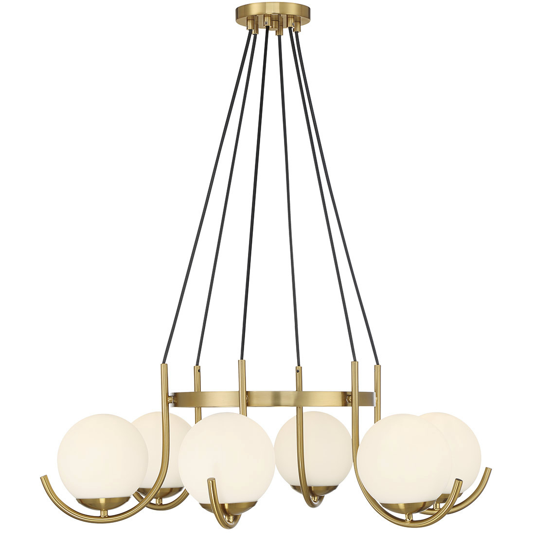 Abella 6 Light 31.5 inch Warm Brass Chandelier Ceiling Light, Lighting One