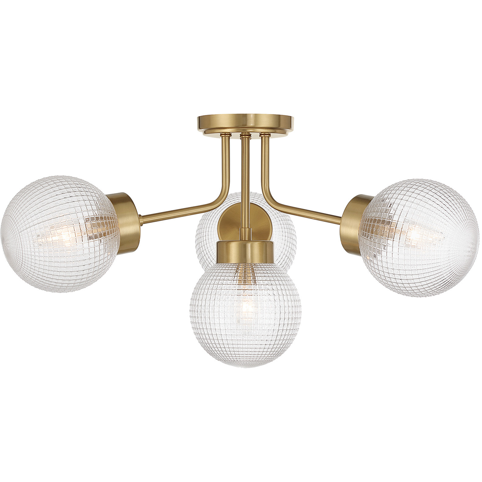 Coral 4 Light 27 inch Warm Brass Semi-Flush Ceiling Light