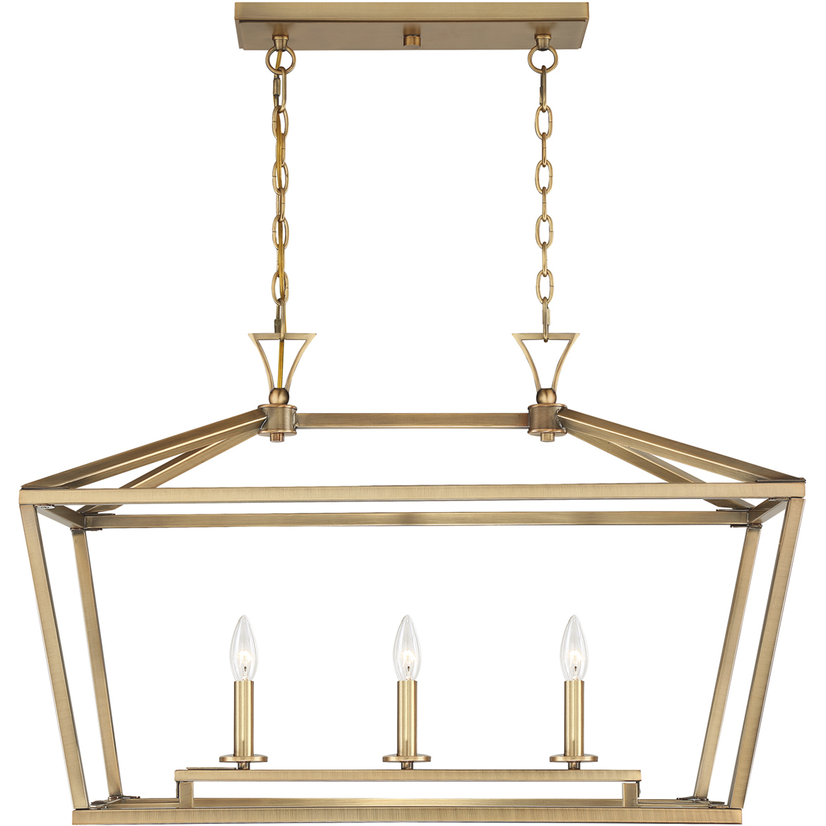 Townsend 3 Light 32 inch Warm Brass Linear Chandelier Ceiling Light, Essentials