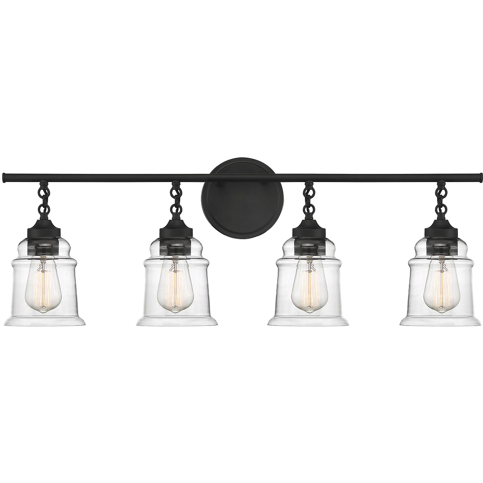 Fuller 4 Light 31.38 inch Matte Black Bathroom Vanity Light Wall Light, Lighting One