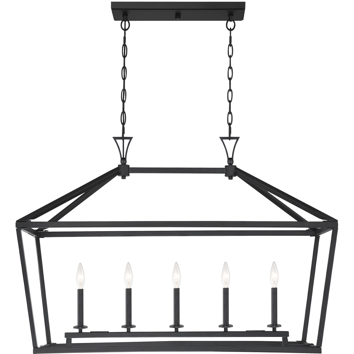 Townsend 5 Light 44 inch Matte Black Linear Chandelier Ceiling Light, Essentials