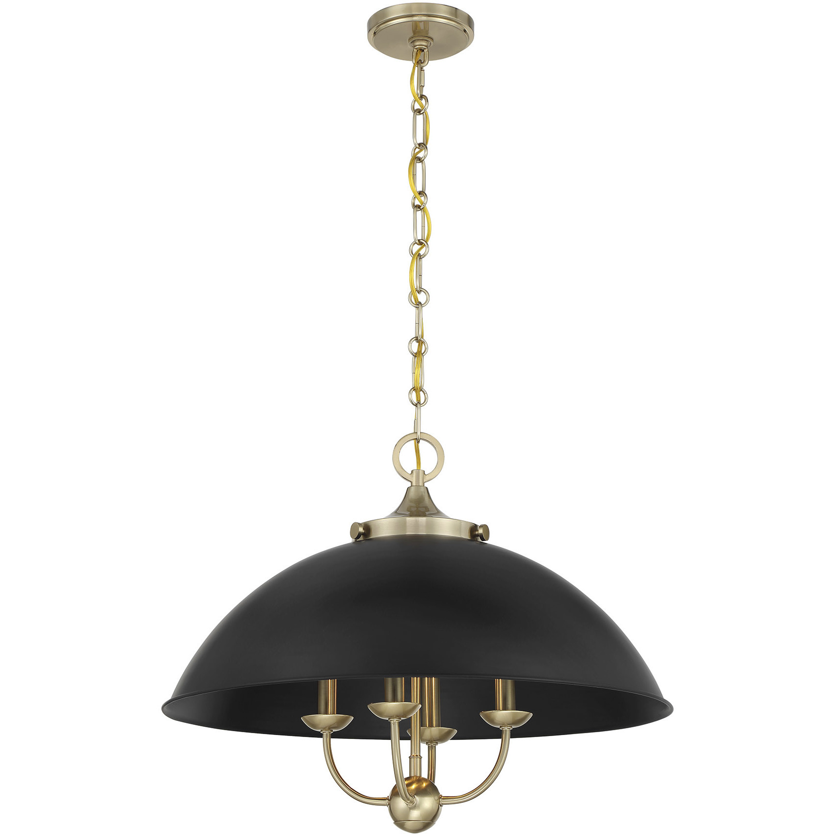 Monterey 4 Light 22 inch Matte Black and Warm Brass Pendant Ceiling Light in Matte Black with Warm Brass
