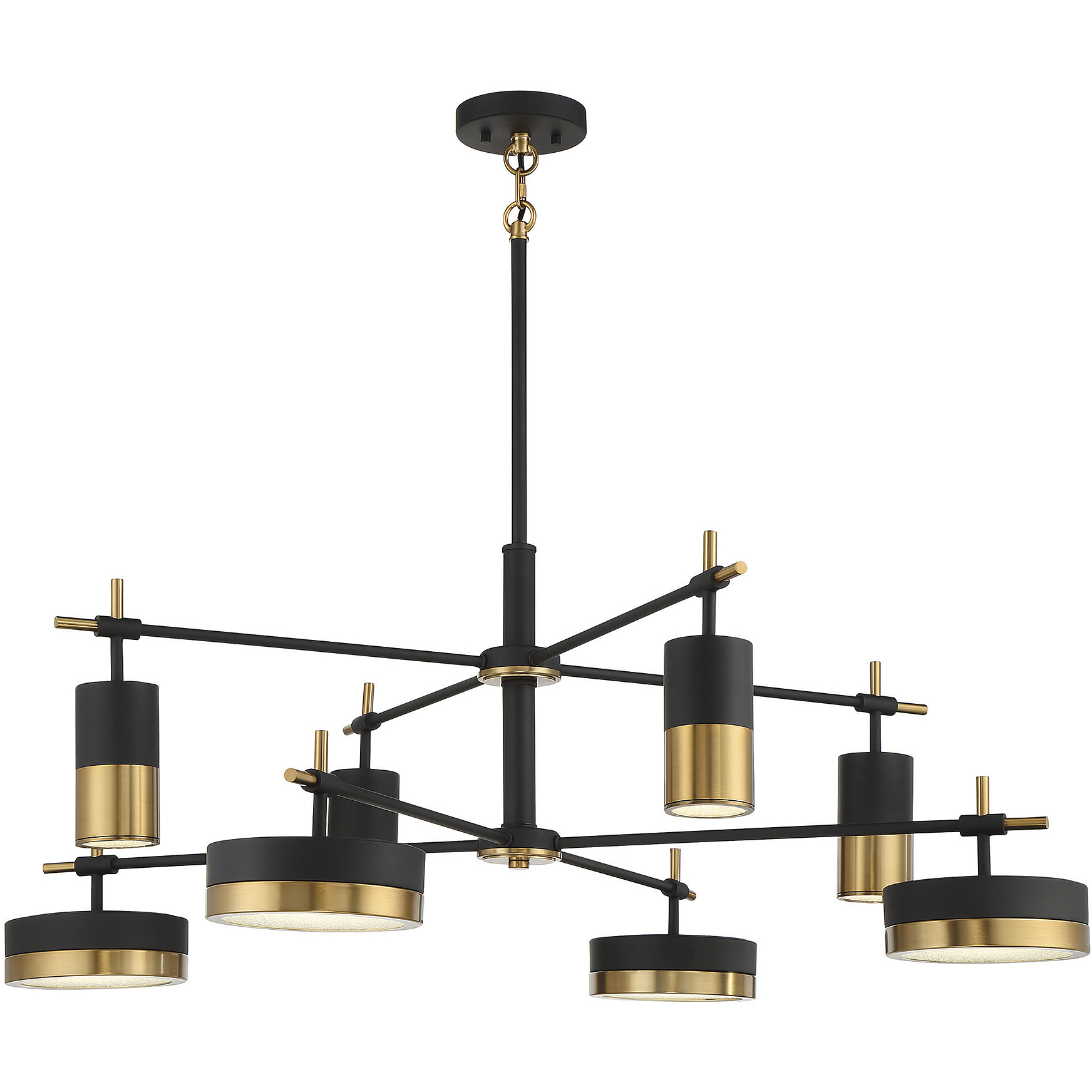 Savoy House 1 1637 8 143 Ashor LED 42 inch Black with Warm Brass Accents Chandelier Ceiling Light