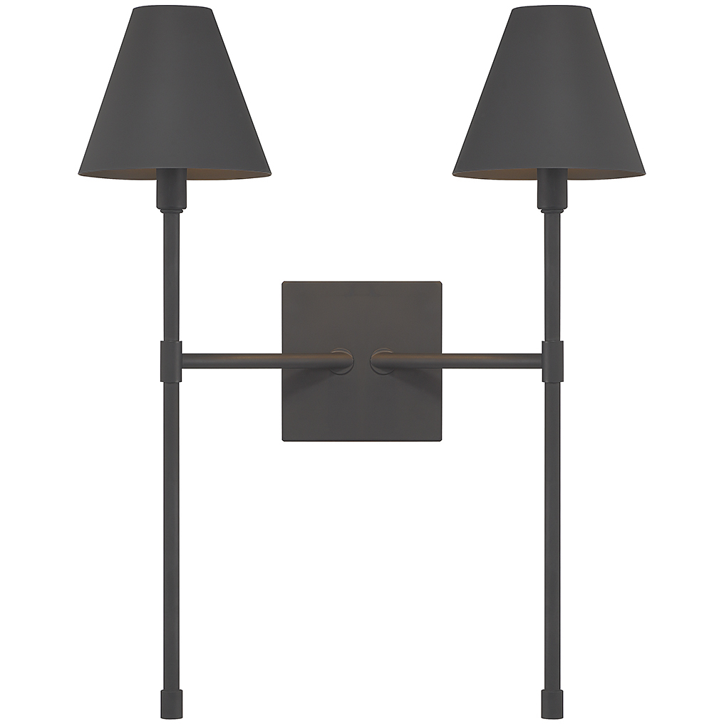 Jefferson 2 Light 16 inch Matte Black Wall Sconce Wall Light