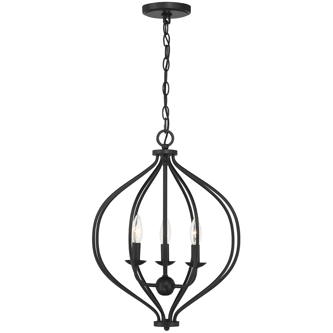 Orchid 3 Light 16 inch Matte Black Pendant Ceiling Light, Lighting One
