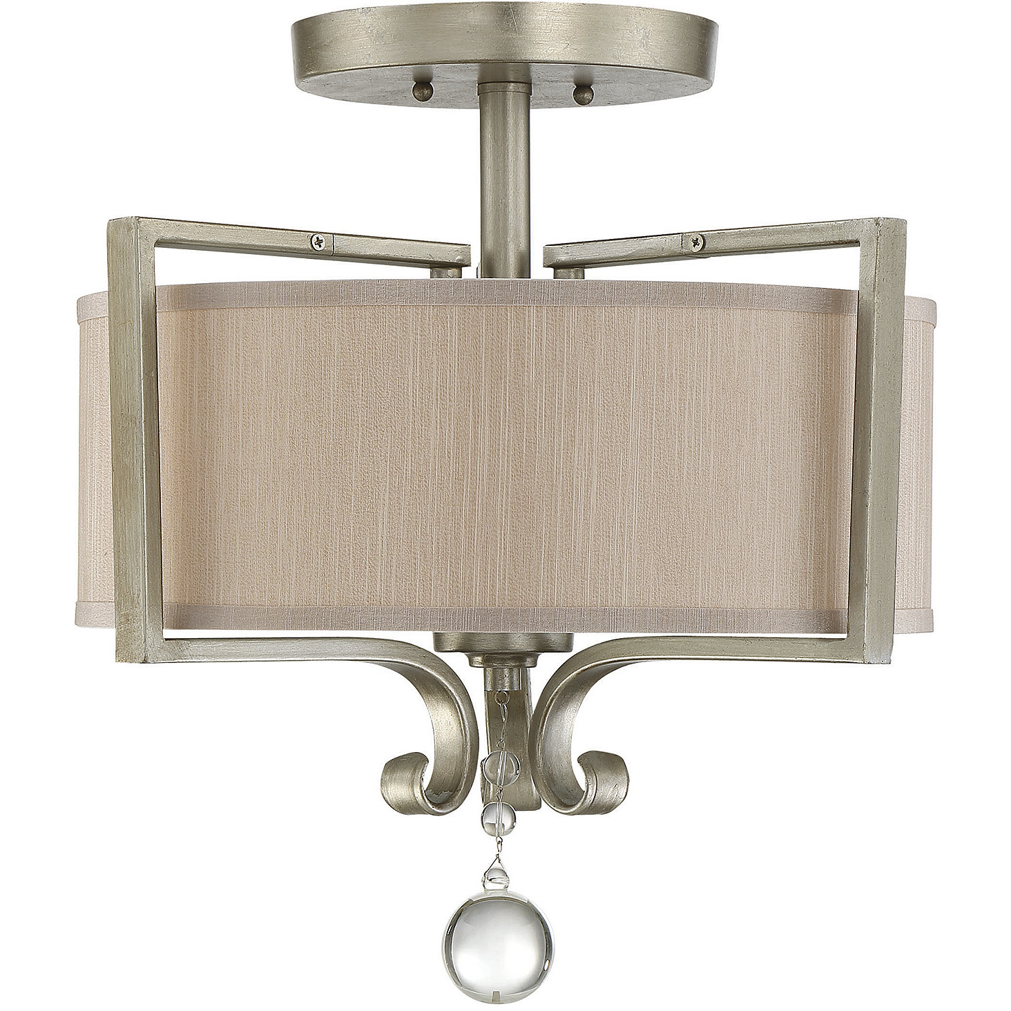 Rosendal 2 Light 16 inch Silver Sparkle Semi-Flush Ceiling Light