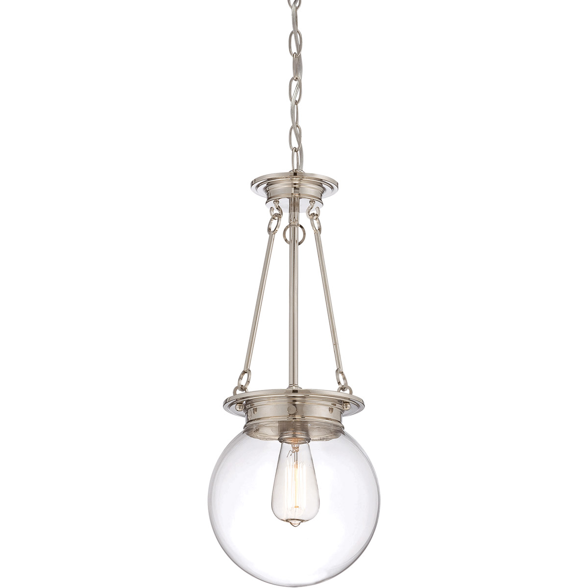 Landon 1 Light 9 inch Polished Nickel Pendant Ceiling Light, Orb