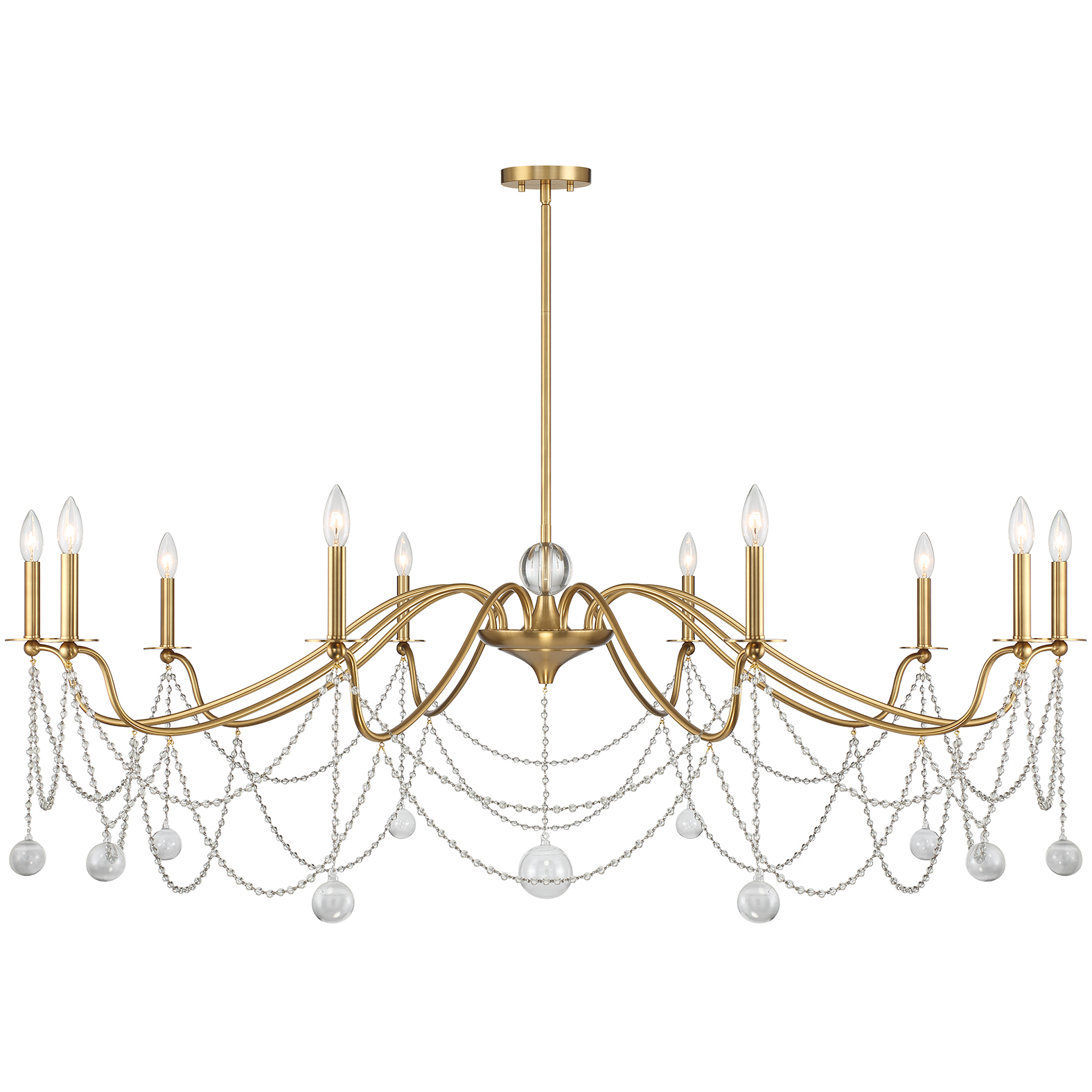 Mariposa 10 Light 60 inch Warm Brass Chandelier Ceiling Light