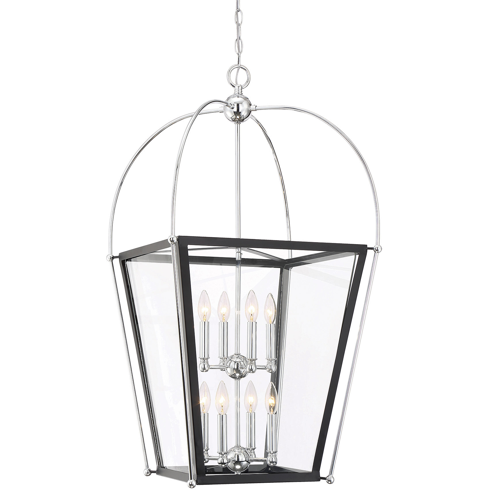 Dunbar 8 Light 20 inch Matte Black with Polished Chrome Pendant Ceiling Light in Matte Black with Polished Chrome Accents