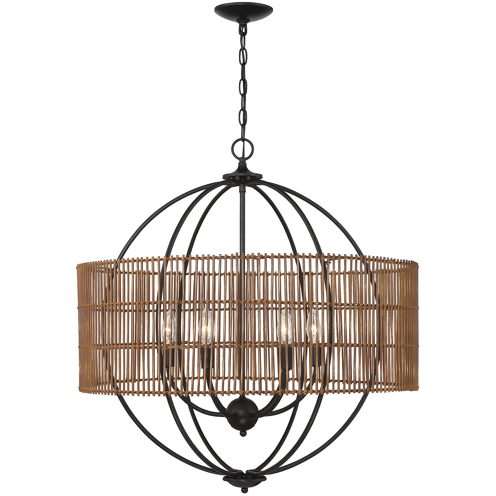 Florasian 6 Light 28 inch English Bronze Pendant Ceiling Light