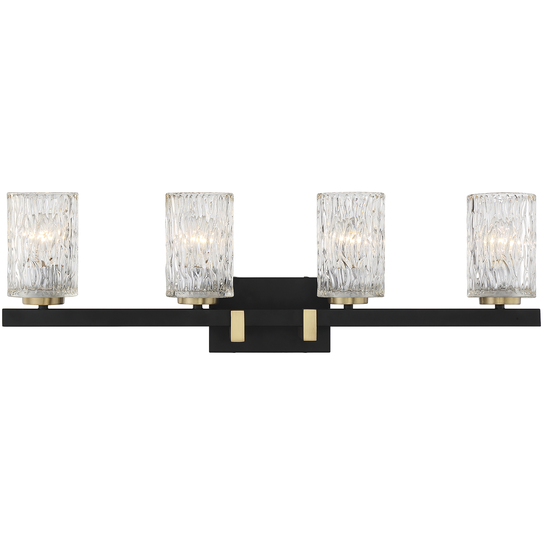 Keene 4 Light 31 inch Matte Black with Warm Brass Accents Bathroom Vanity Light Wall Light, Lighting One