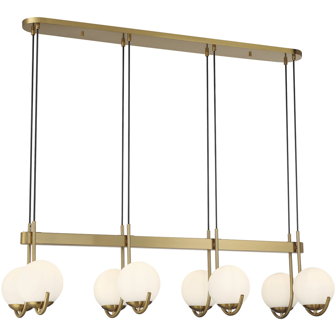 Abella 8 Light 46 inch Warm Brass Linear Chandelier Ceiling Light, Lighting One