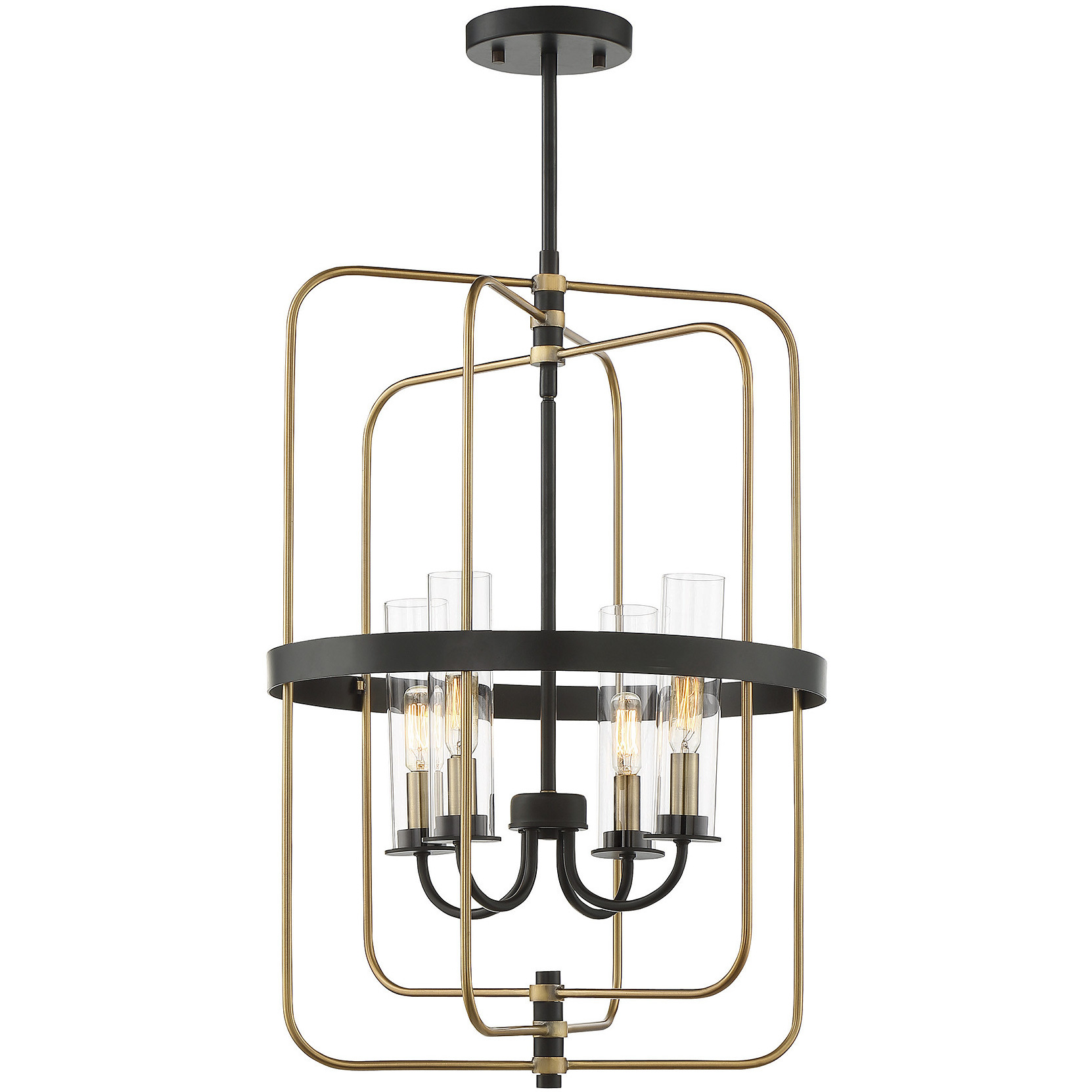 Kearney 4 Light 17 inch Vintage Black with Warm Brass Pendant Ceiling Light