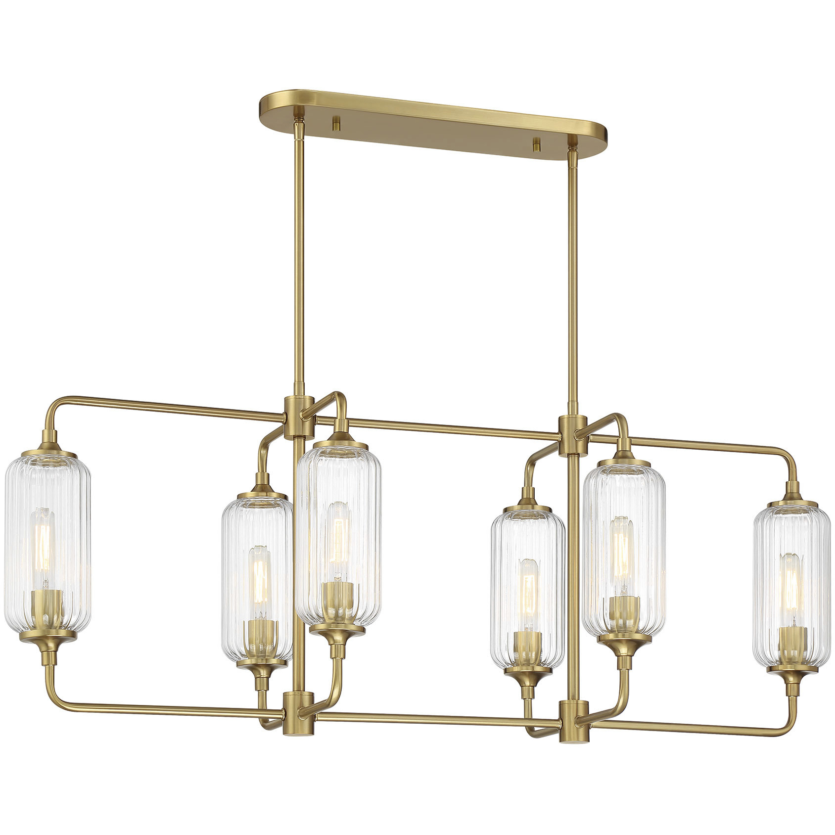 Holton Linear Chandelier Ceiling Light in Warm Brass
