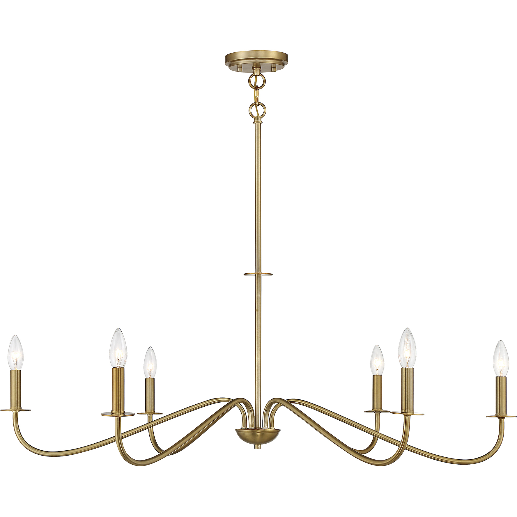 Jasmine 6 Light 42 inch Warm Brass Chandelier Ceiling Light, Lighting One