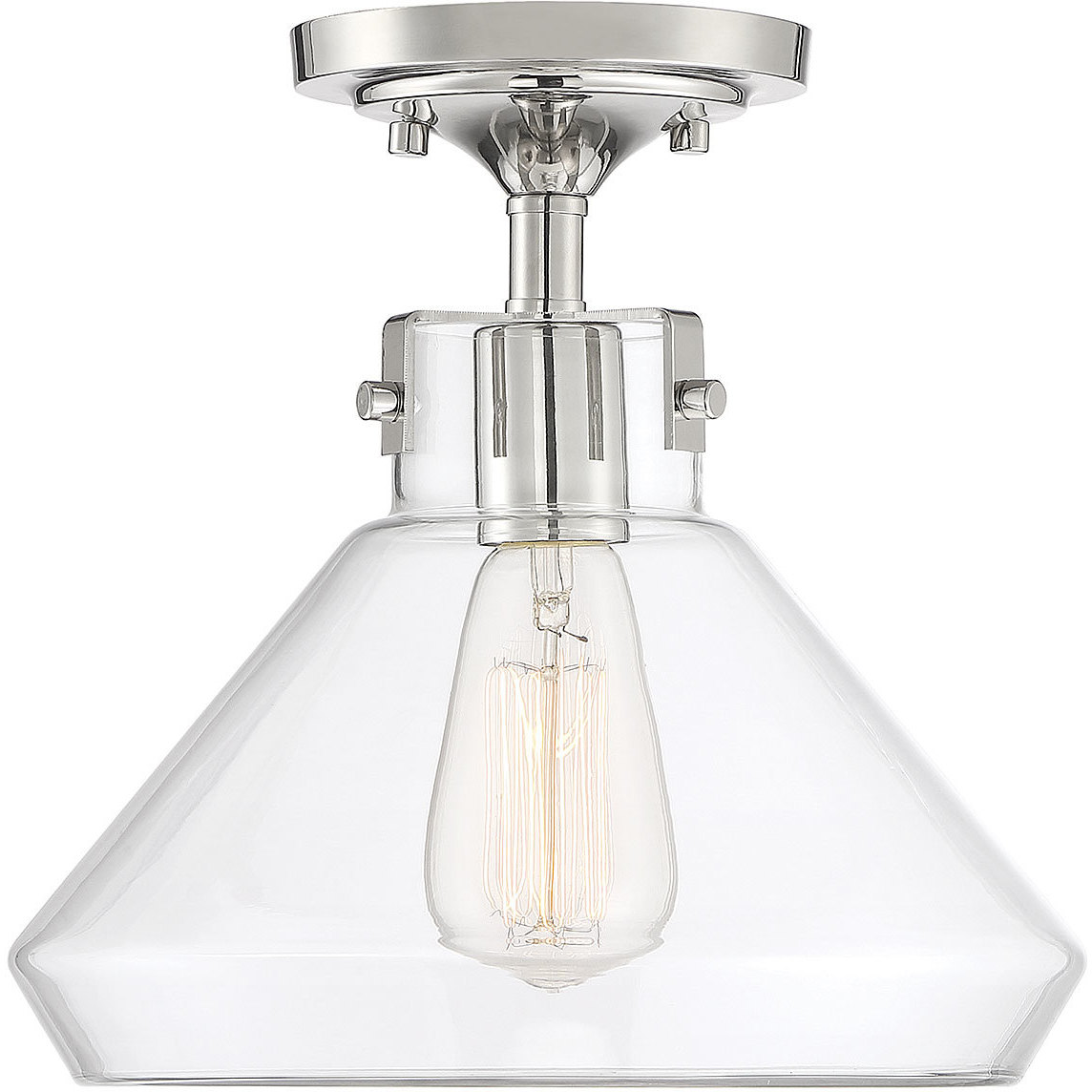 Walpole 1 Light 11 inch Polished Nickel Semi-Flush Ceiling Light