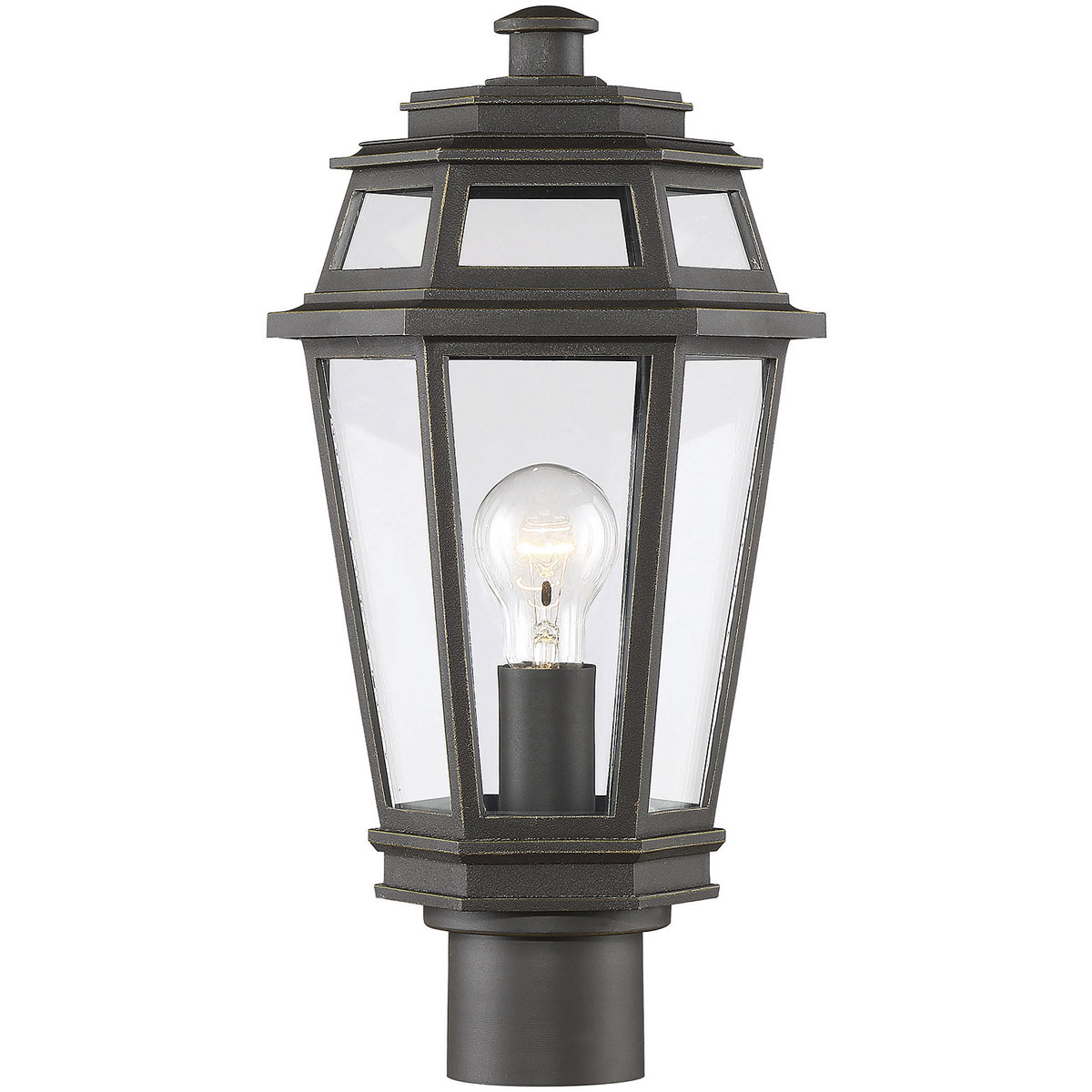 Holbrook 1 Light 17 inch Textured Bronze With Gold Highlights Outdoor Post Lantern