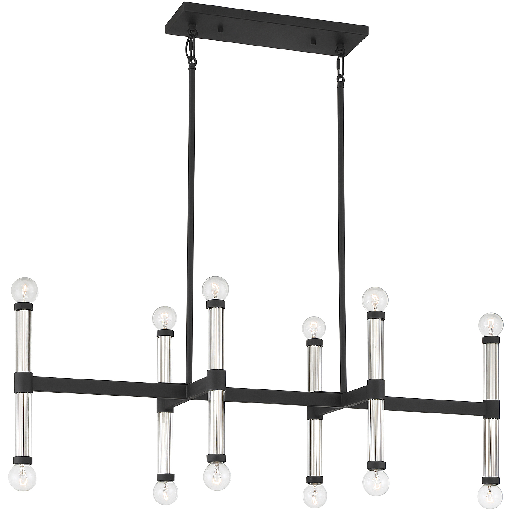 Kingsburg 12 Light 38 inch Matte Black Linear Chandelier Ceiling Light, Lighting One (Open)