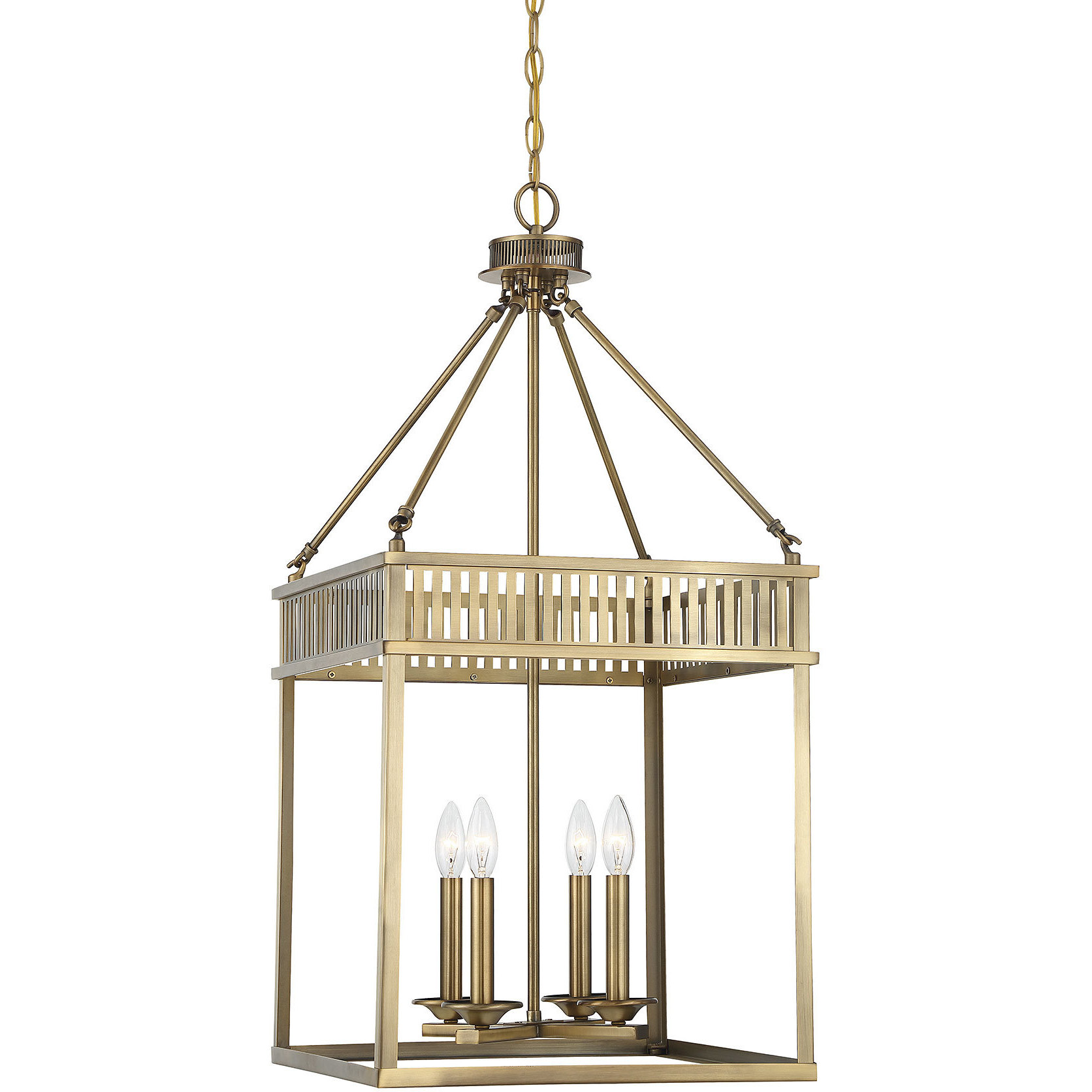 William 4 Light 16 inch Warm Brass Pendant Ceiling Light