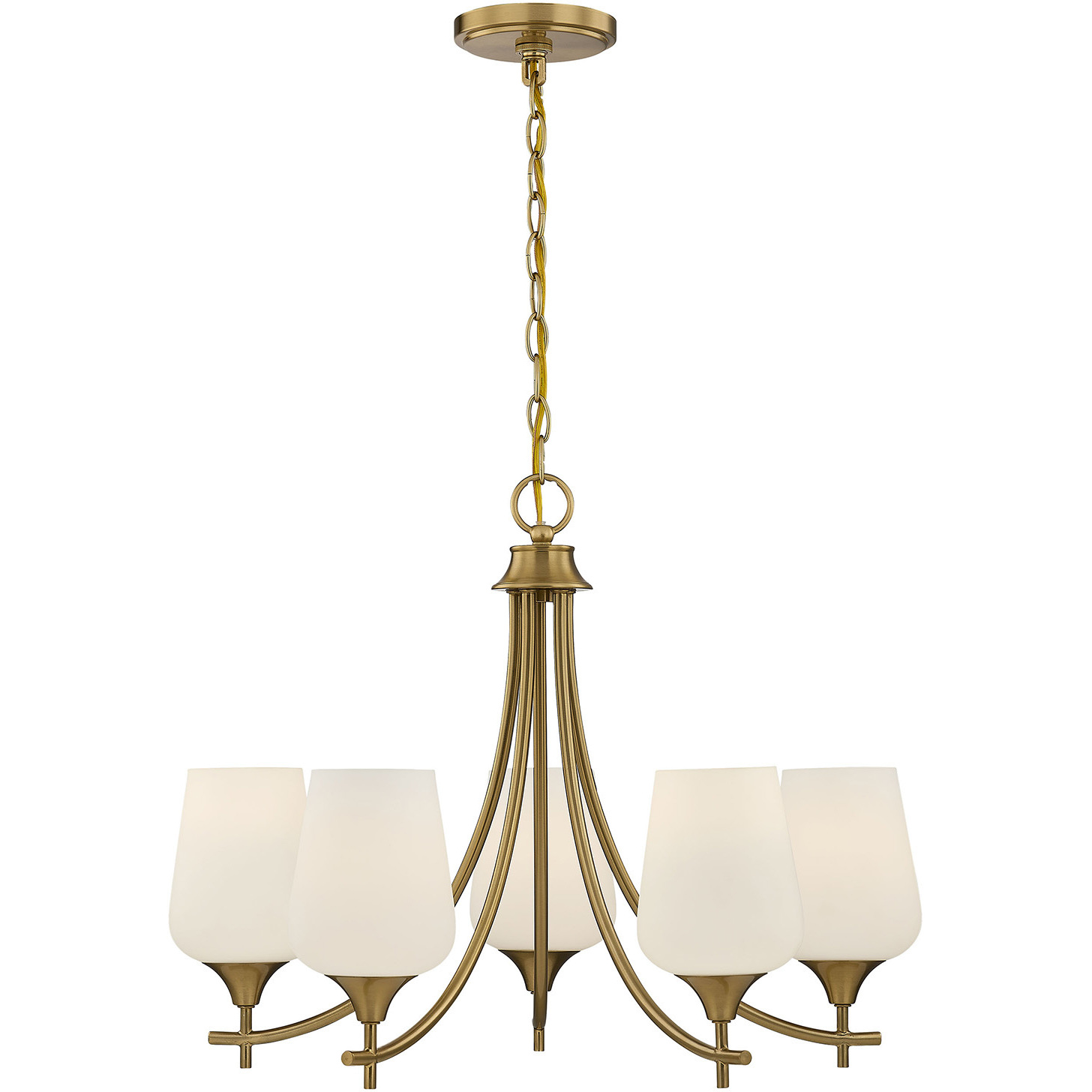 Octave 5 Light Warm Brass Chandelier Ceiling Light, Essentials