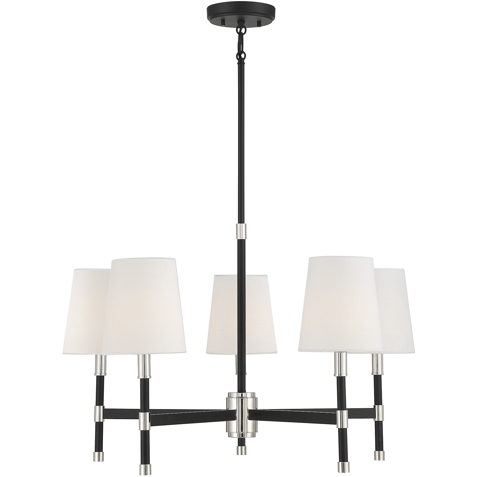Brody 5 Light 28 inch Black with Polished Nickel Accents Chandelier Ceiling Light, Essentials