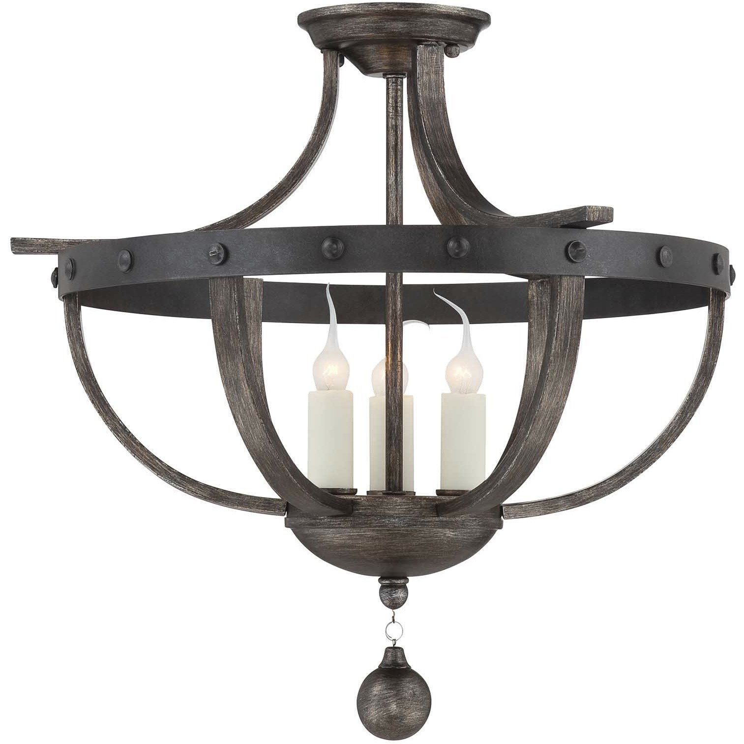 Savoy House 6 9540 3 196 Alsace 3 Light 20 inch Reclaimed Wood Semi Flush Ceiling Light