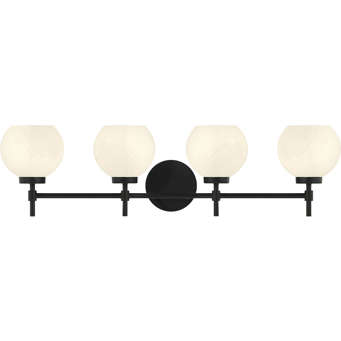 Hannah 4 Light 32 inch Matte Black Bathroom Vanity Light Wall Light, Lighting One