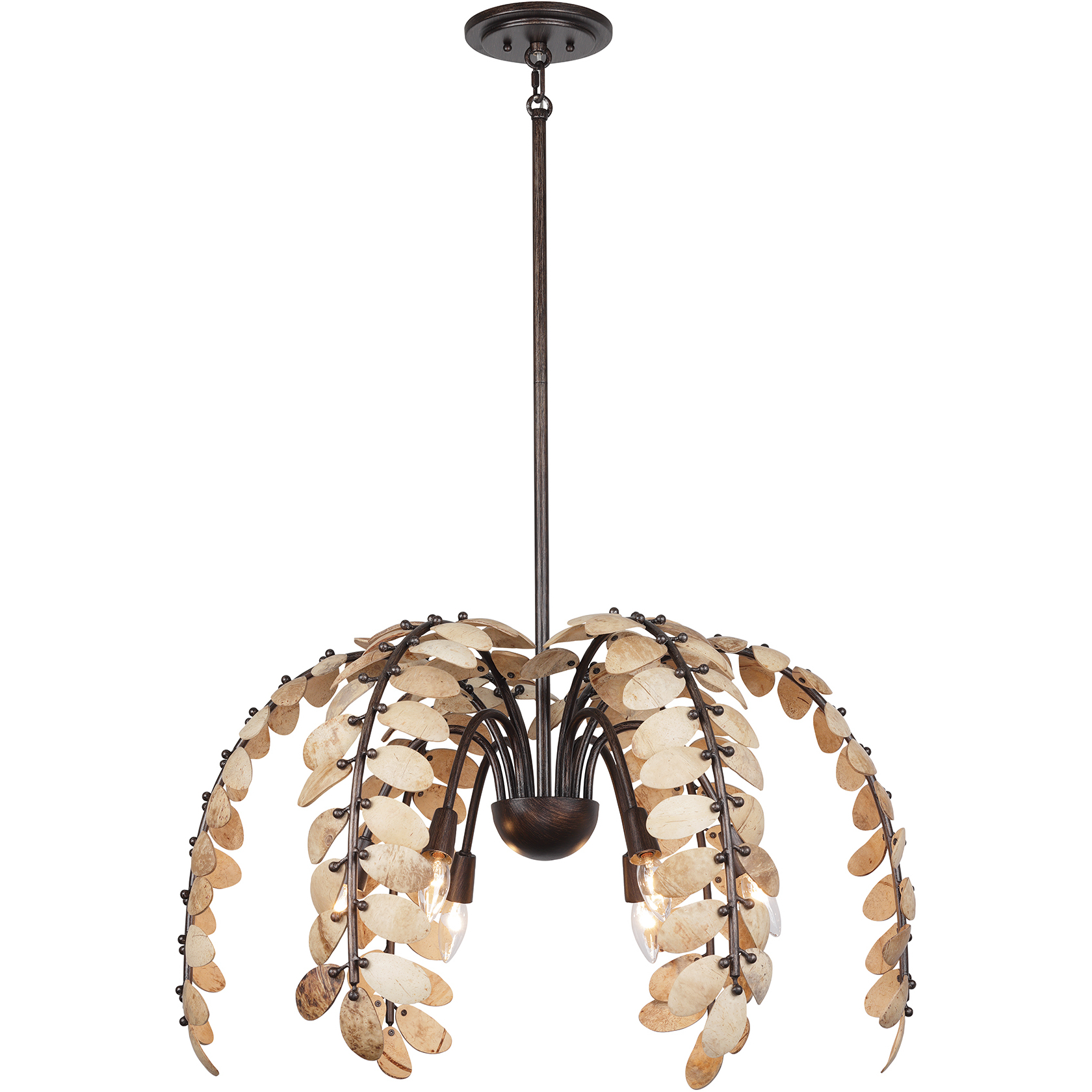 Savoy House 1 2579 6 26 Grecian 6 Light 30 inch Champagne Mist with Coconut Shell Chandelier Ceiling Light