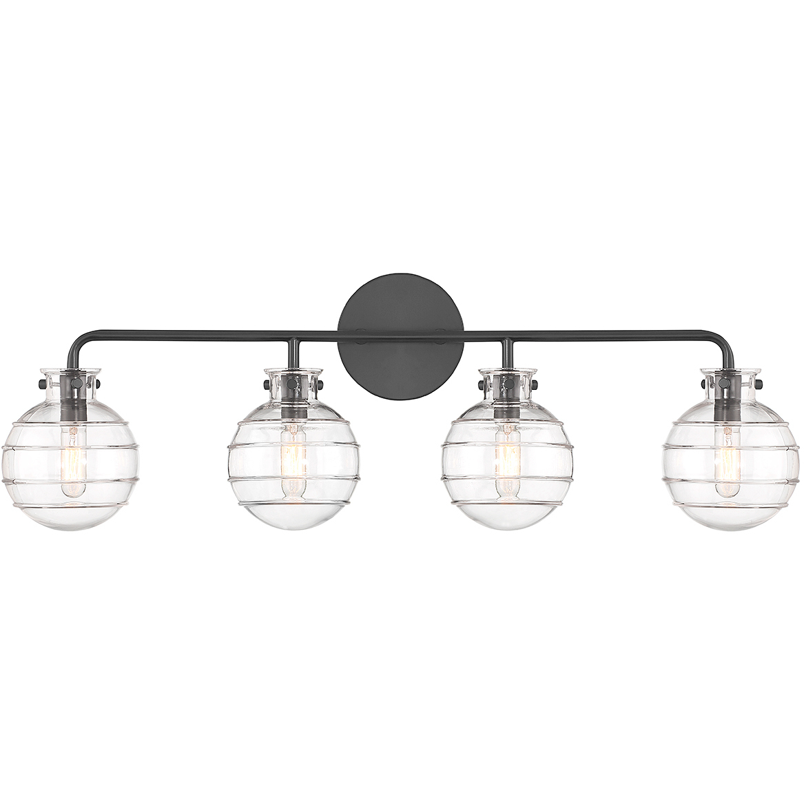 Mason 4 Light 30.5 inch Black Bathroom Vanity Light Wall Light