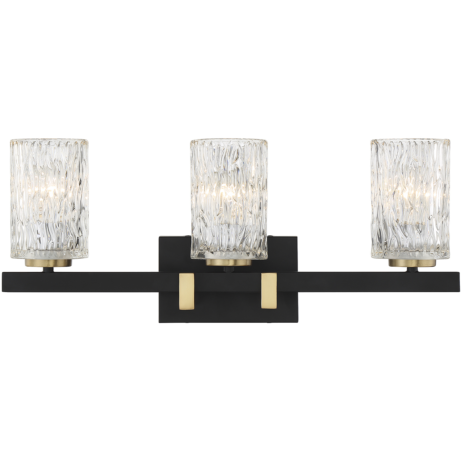 Keene 3 Light 23 inch Matte Black with Warm Brass Accents Bathroom Vanity Light Wall Light, Lighting One