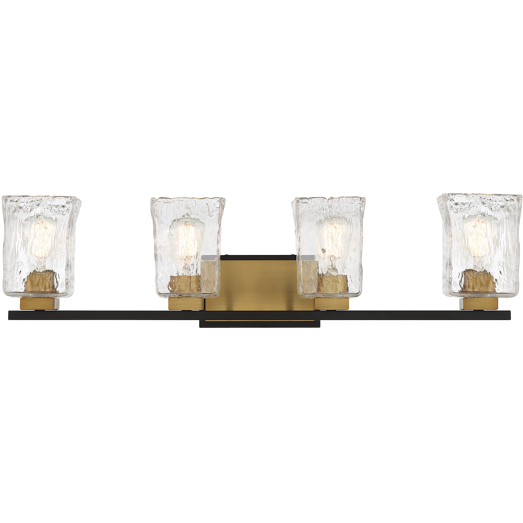 Sidney 4 Light 32 inch Black with Warm Brass Accents Bathroom Vanity Light Wall Light