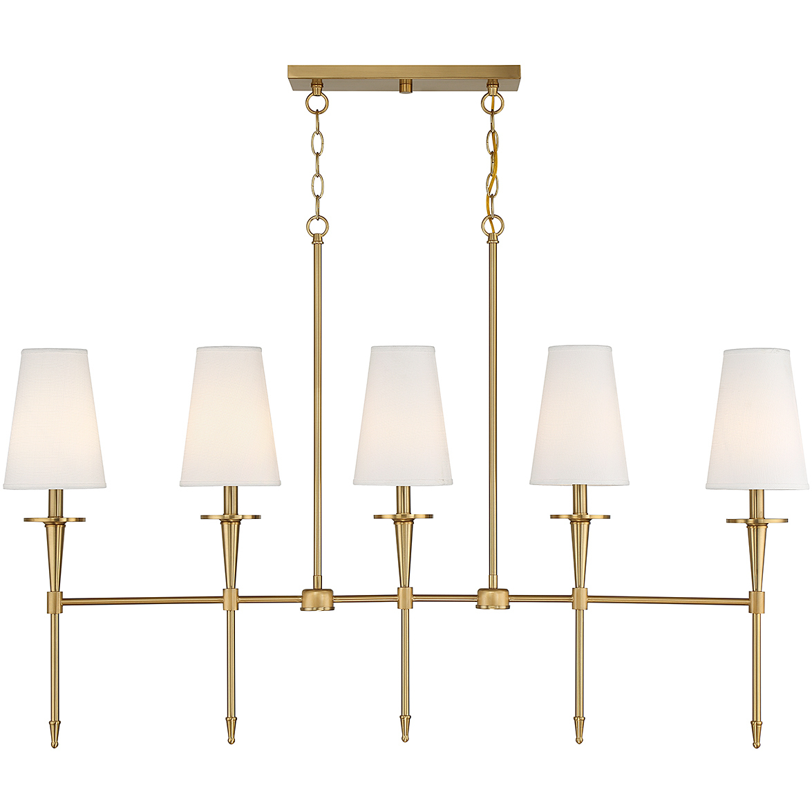 Trundle 5 Light 48 inch Warm Brass Linear Chandelier Ceiling Light, Lighting One